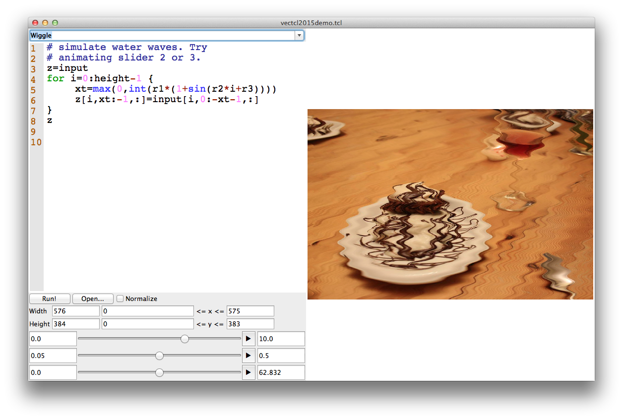 Screenshot of the image processing demonstration